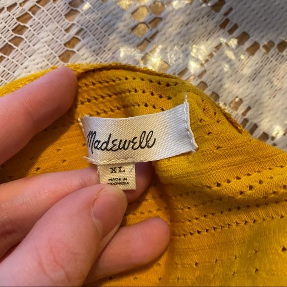 Madewell • Mustard Yellow Pointelle Knit Short-Sleeve Crop Top - Picture 10 of 10